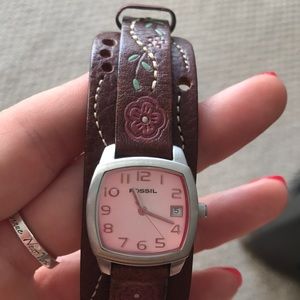 Unique Fossil Leather Watch!
